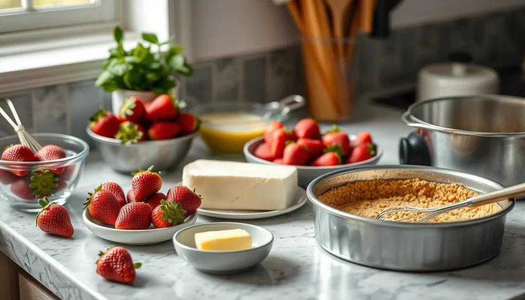 Strawberry Cheesecake Preparation Strawberry Cheesecake Preparation