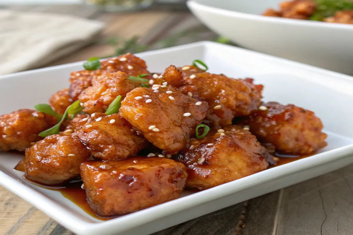 honey garlic chicken bites with sticky glaze