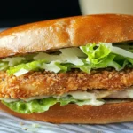 crispy chicken caesar sandwich on ciabatta