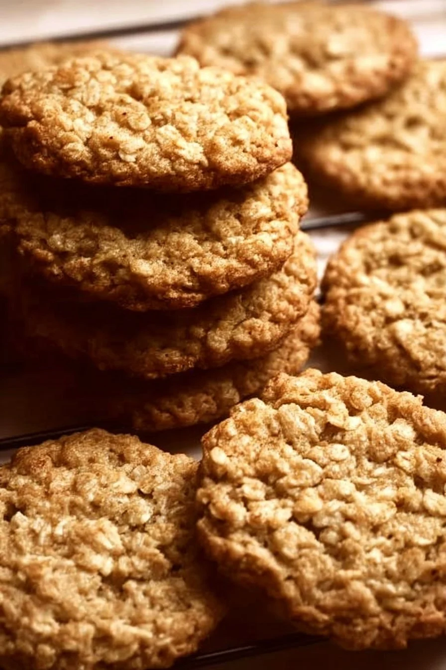 Baking easy oatmeal cookies with ingredients on a wooden table
