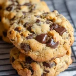 Ultra thick and chewy chocolate chip cookies fresh from the oven