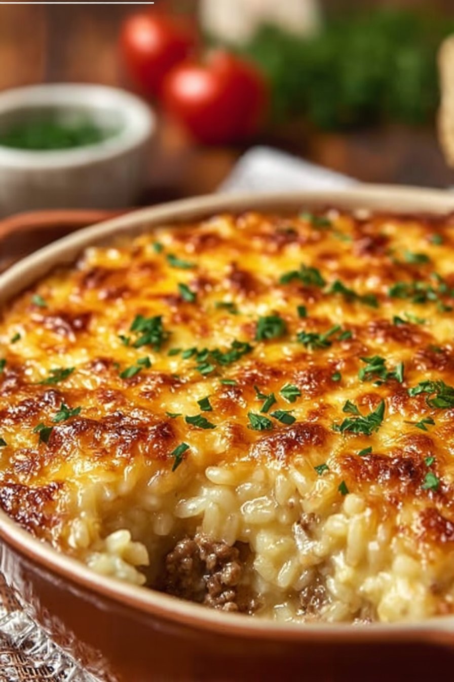 Cheesy Ground Beef Rice Casserole