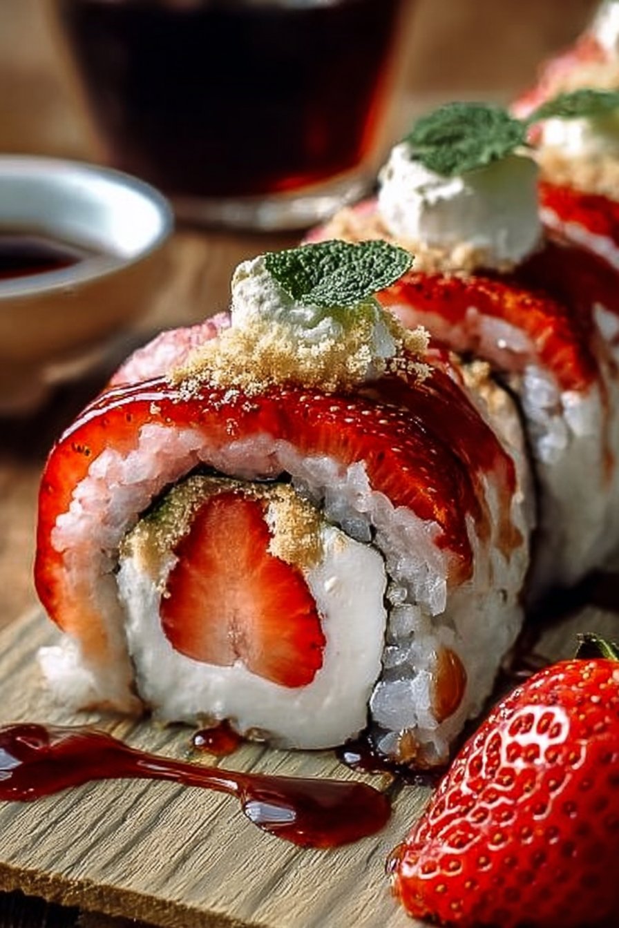 Creative & Cute Strawberry Shortcake Sushi Roll Dessert Recipe