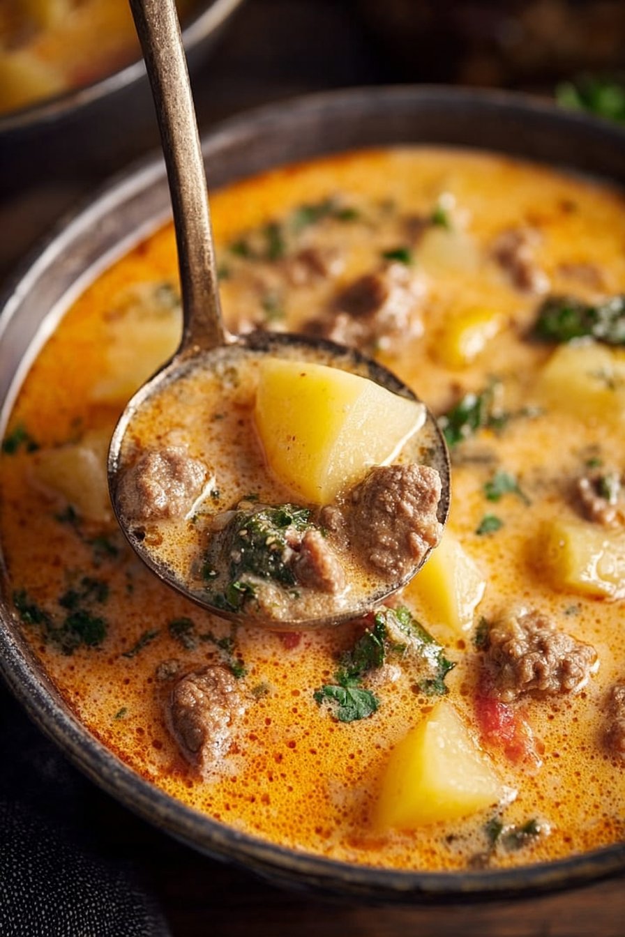 Cheesy Beef and Potato Soup
