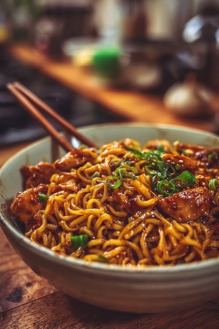 Sticky Garlic Chicken Noodles