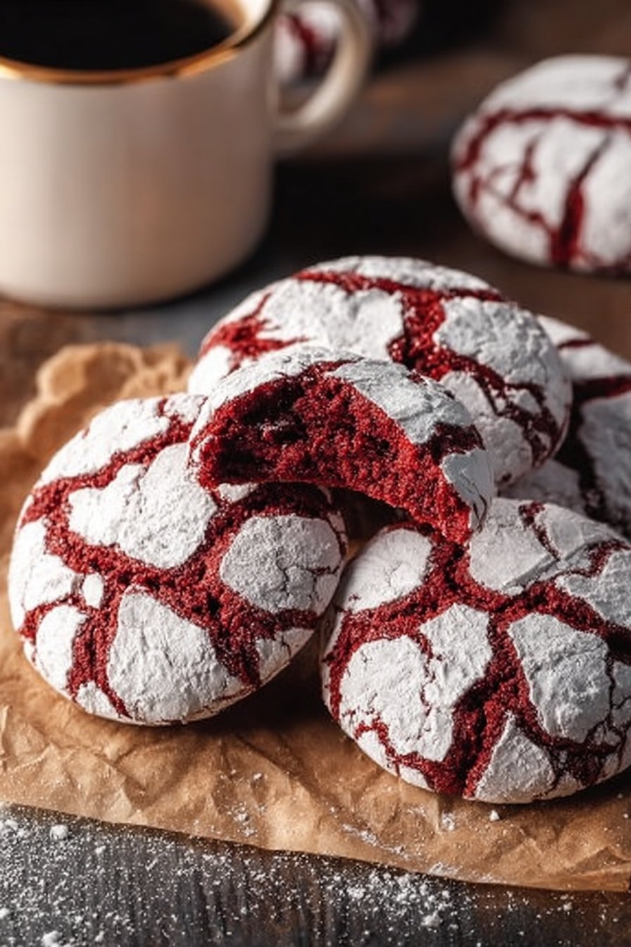 Red Velvet Crinkle Cookies