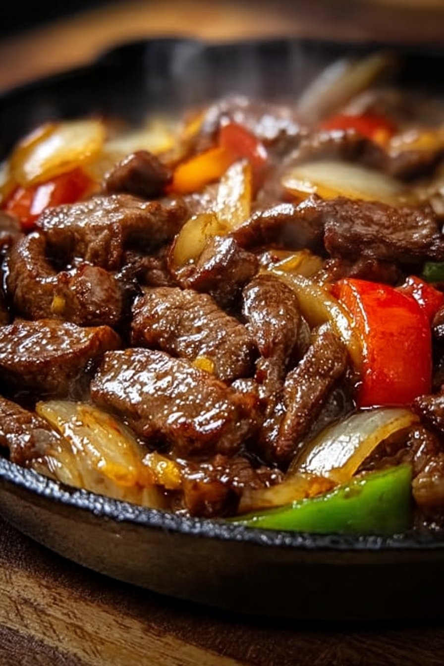 Sizzling Chinese Pepper Steak with Onions