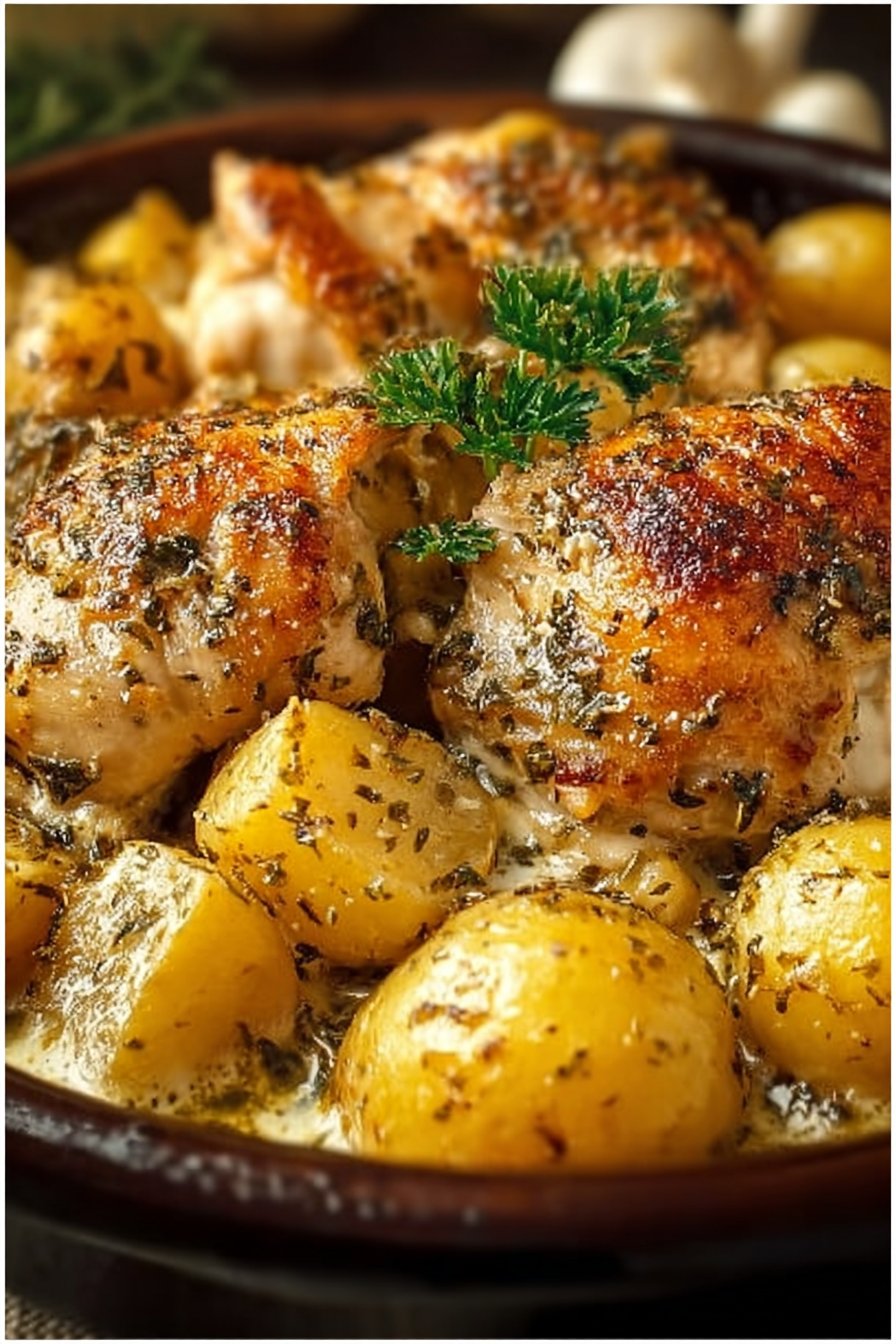 Garlic Parmesan Crockpot Chicken and Potatoes