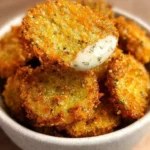 Crispy air fryer fried pickles served with dipping sauce