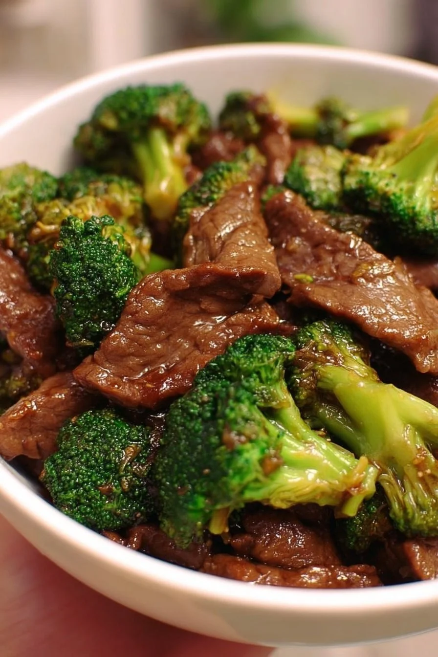 Delicious beef and broccoli stir-fry served in a bowl