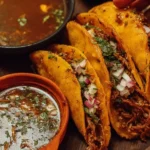 Delicious Birria Tacos served with consommé for dipping
