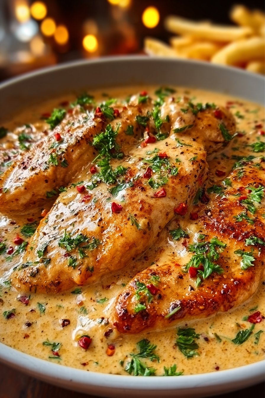 Chicken Fillet in Spicy, Creamy Garlic-Parmesan Sauce