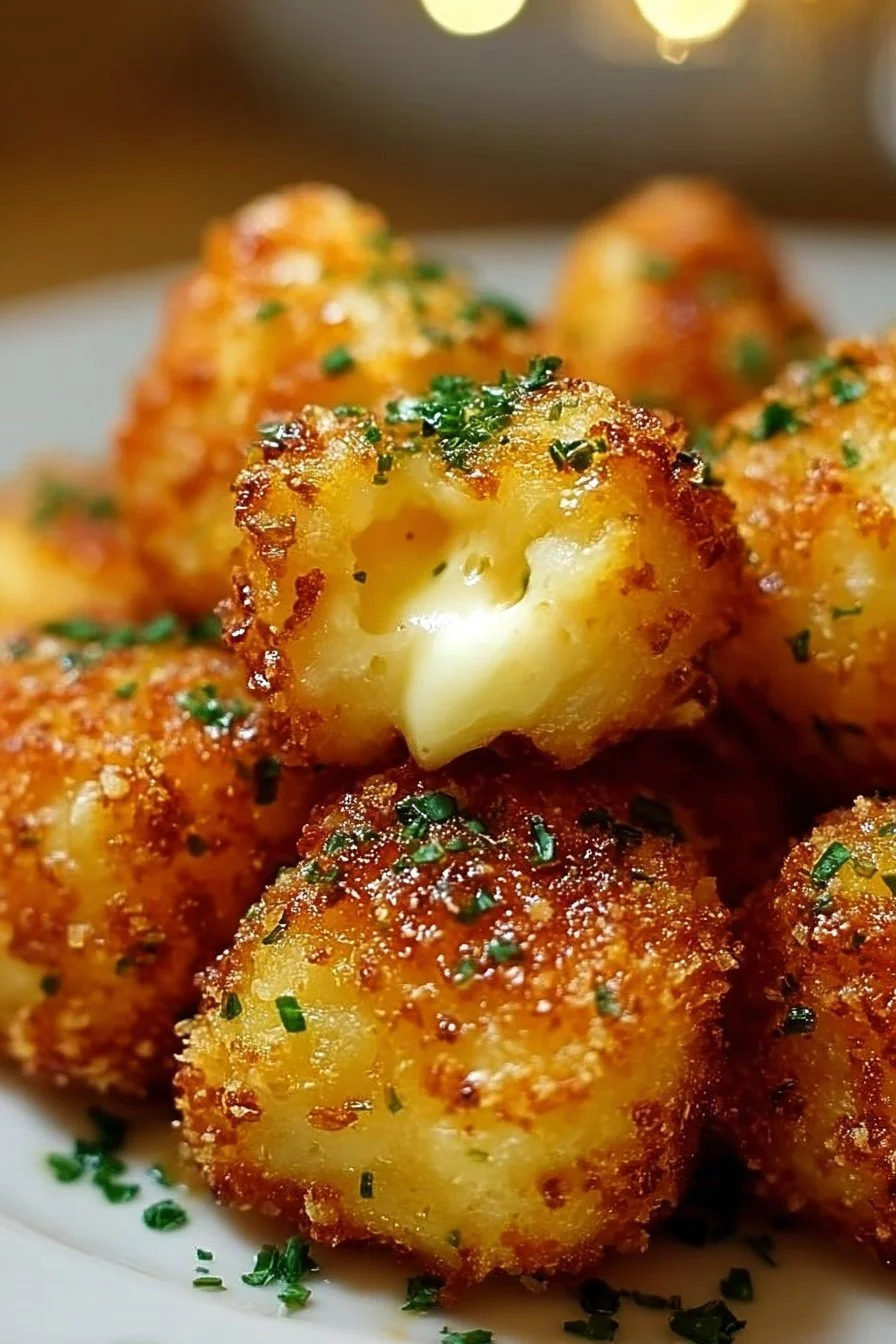 Plate of cheesy Parmesan Mozzarella Bites ready to serve