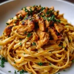 Delicious Cowboy Butter Chicken Linguine with creamy sauce and herbs