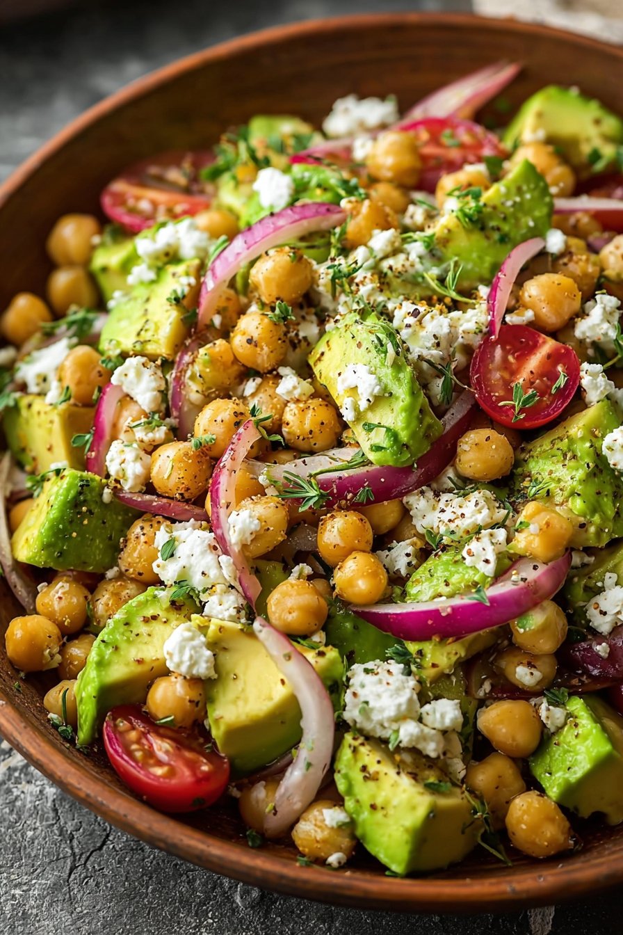 Chickpea Feta Avocado Salad