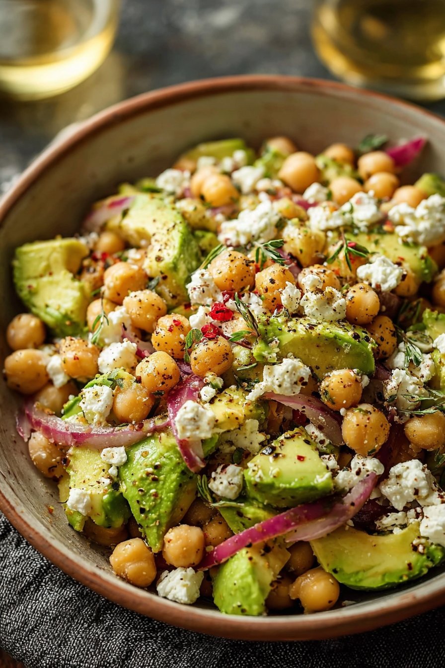 Chickpea Feta Avocado Salad