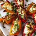 Delicious goat cheese stuffed mini peppers on a serving platter