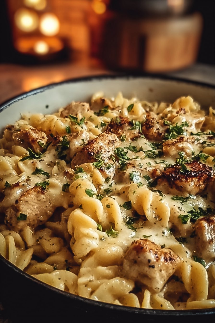 The Best Crockpot Garlic Parmesan Chicken Pasta Recipe
