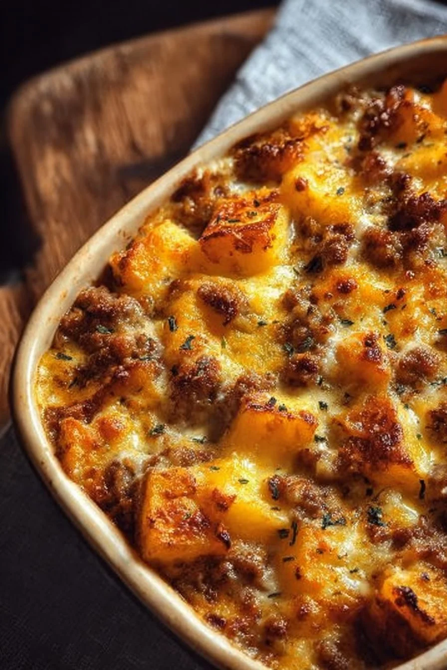 Delicious Hobo Casserole served in a rustic dish with vegetables and meat