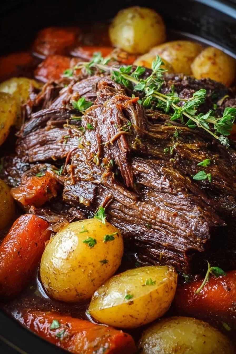 5-star slow cooker pot roast with vegetables ready to serve