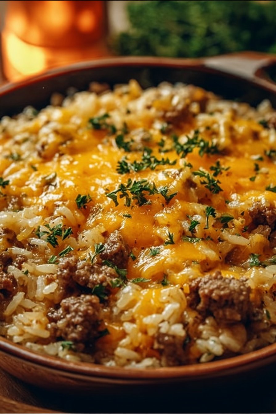 Cheesy Hamburger Rice Casserole