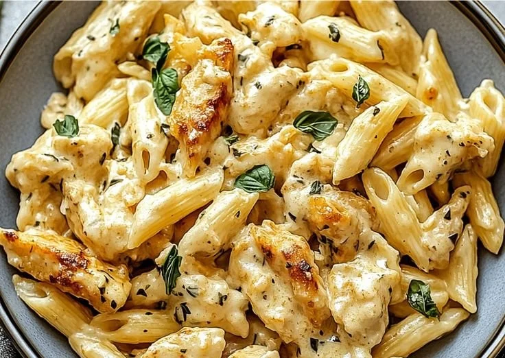 Delicious Marry Me Chicken Pasta served in a bowl with fresh herbs.