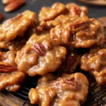 Delicious Old Fashioned Southern Pecan Praline dessert on a plate