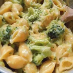 Healthy one pot broccoli mac and cheese served in a bowl