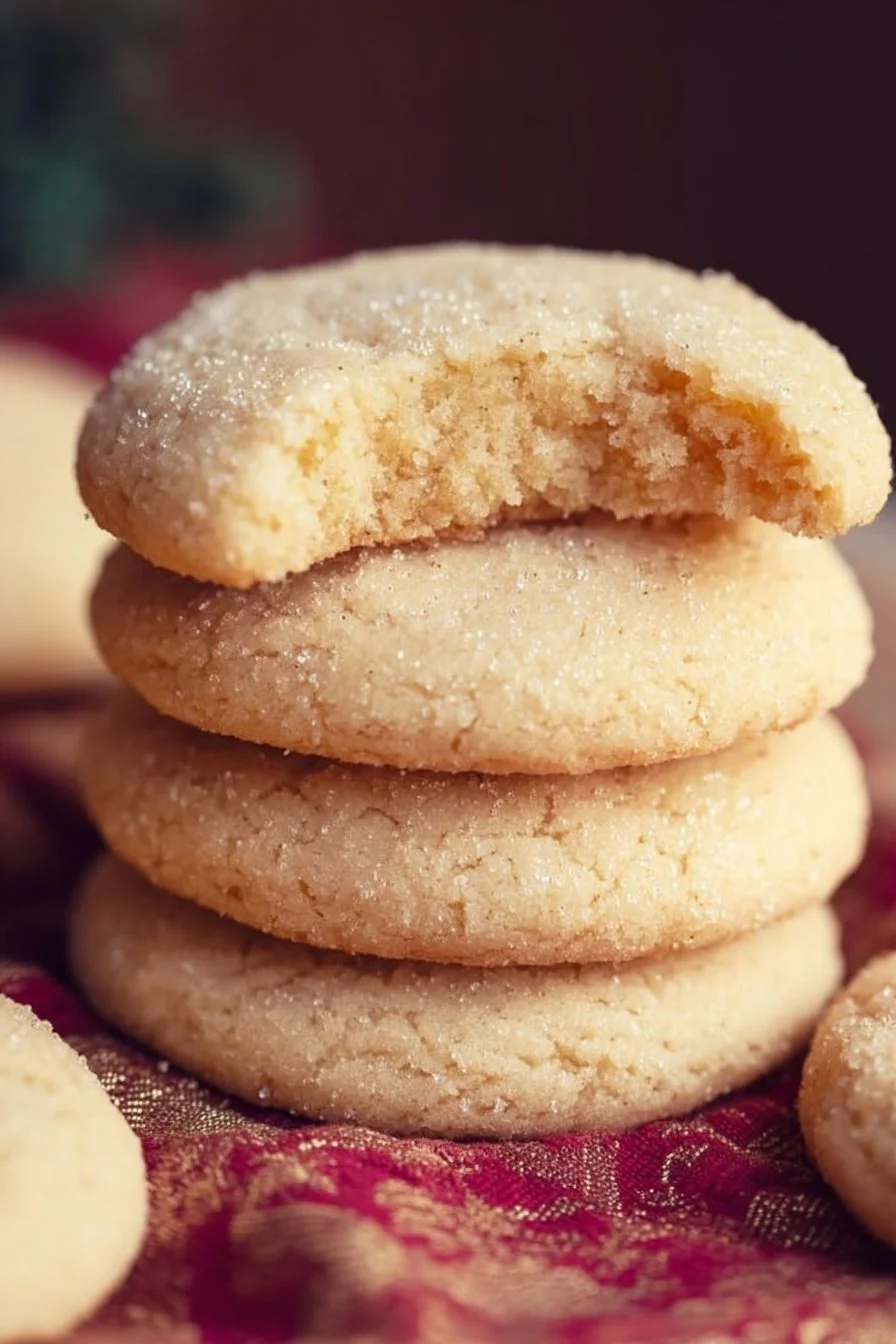 Soft and chewy sugar cookies on a plate, decorated with sprinkles