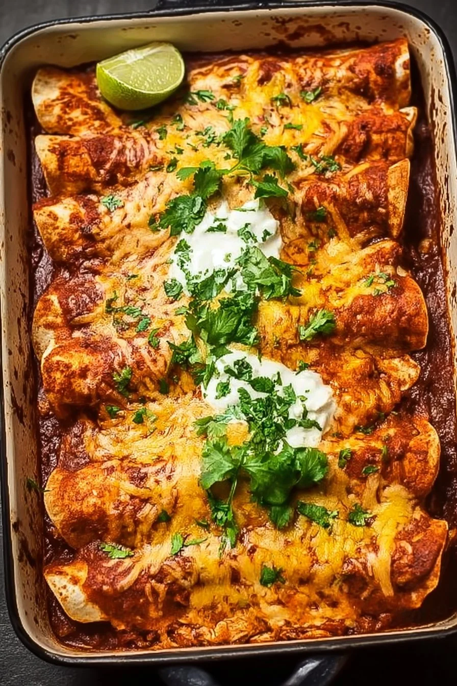 Quick and easy chicken enchiladas ready to serve