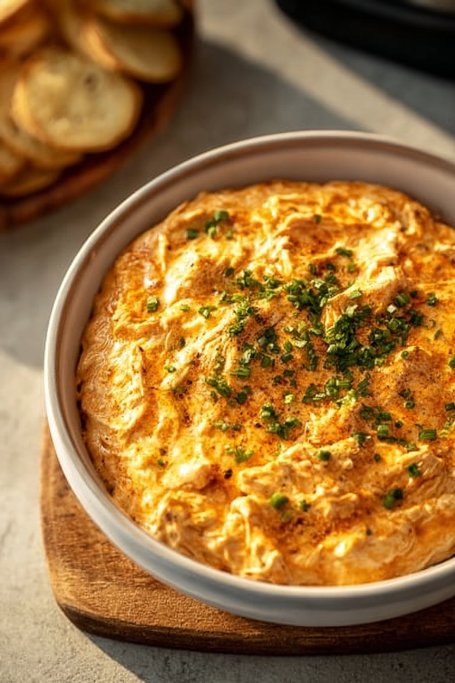 Cheesy Crock Pot Buffalo Chicken Dip