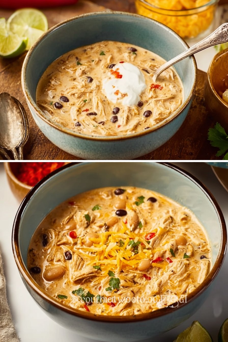 Crockpot White Chicken Chili with Cream Cheese