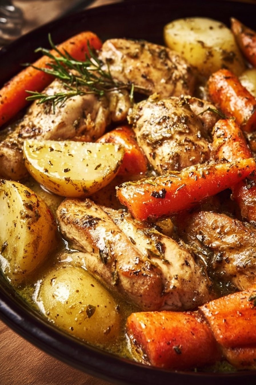 Slow Cooker Garlic Butter Chicken and Veggies