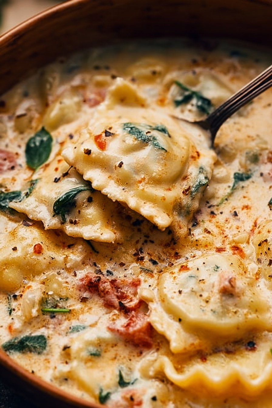 Creamy Tuscan Ravioli Soup: Comfort in Every Spoonful