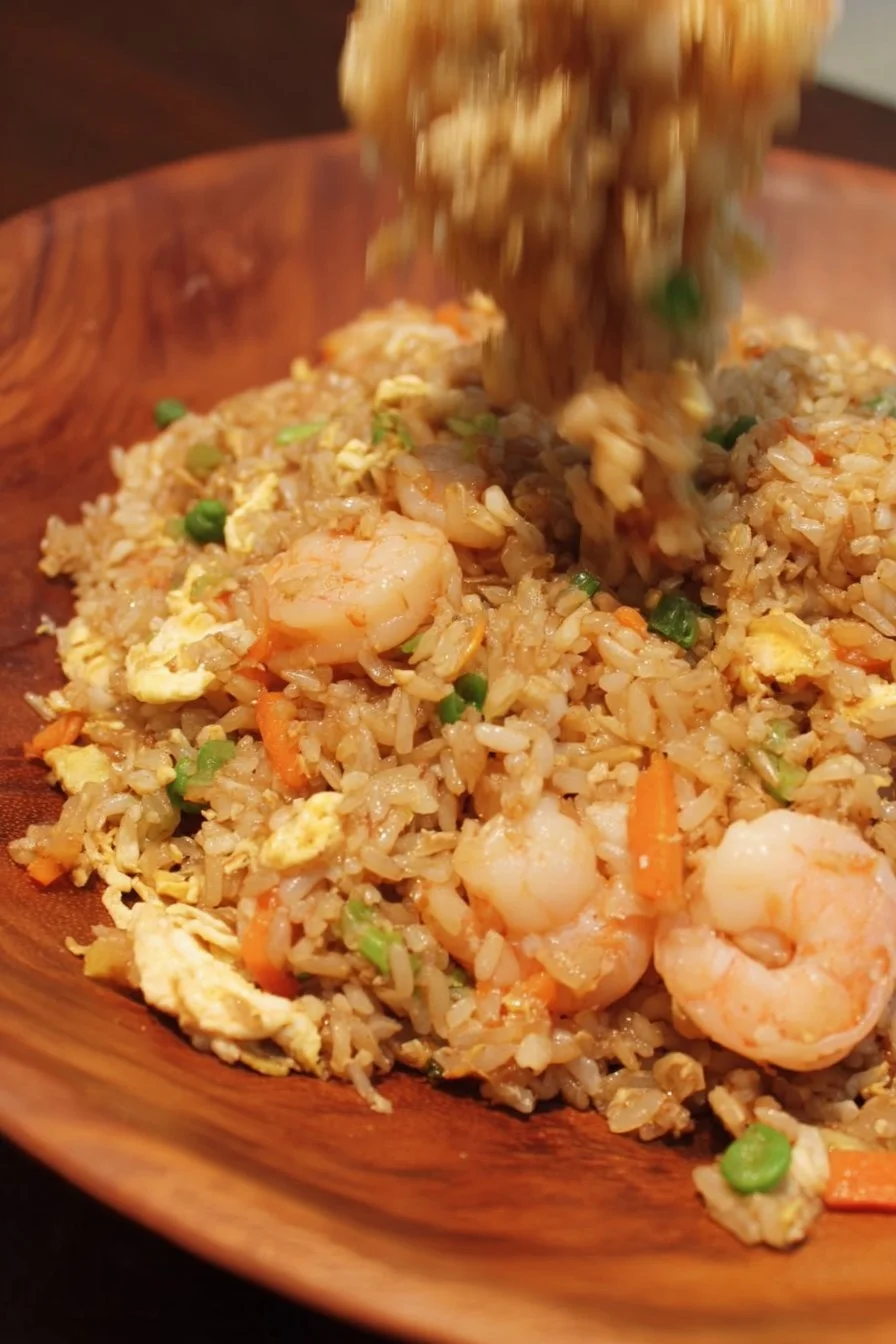 Delicious homemade Benihana Fried Rice prepared in a skillet