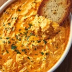 Creamy Buffalo Chicken Dip served in a bowl with tortilla chips