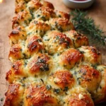 Cheesy pull apart garlic-butter Christmas tree bread fresh out of the oven.