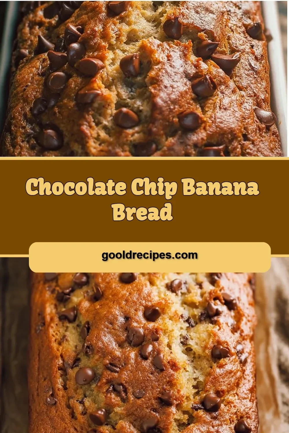 Slice of chocolate chip banana bread with chocolate chips and banana slices