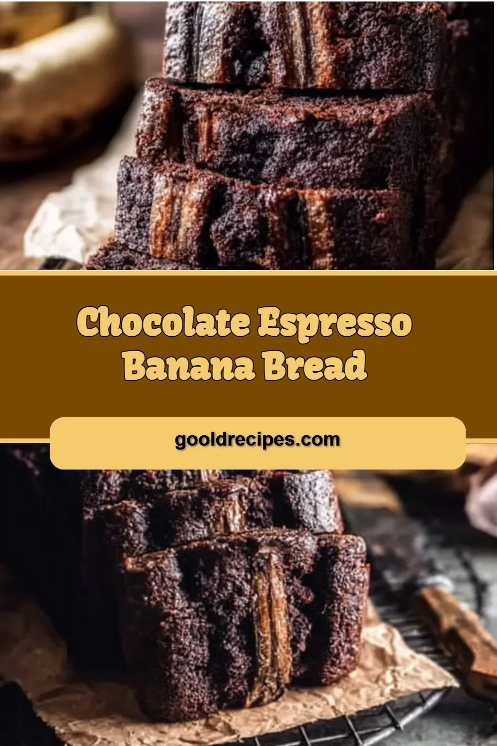Delicious Chocolate Espresso Banana Bread with chocolate chunks and espresso beans