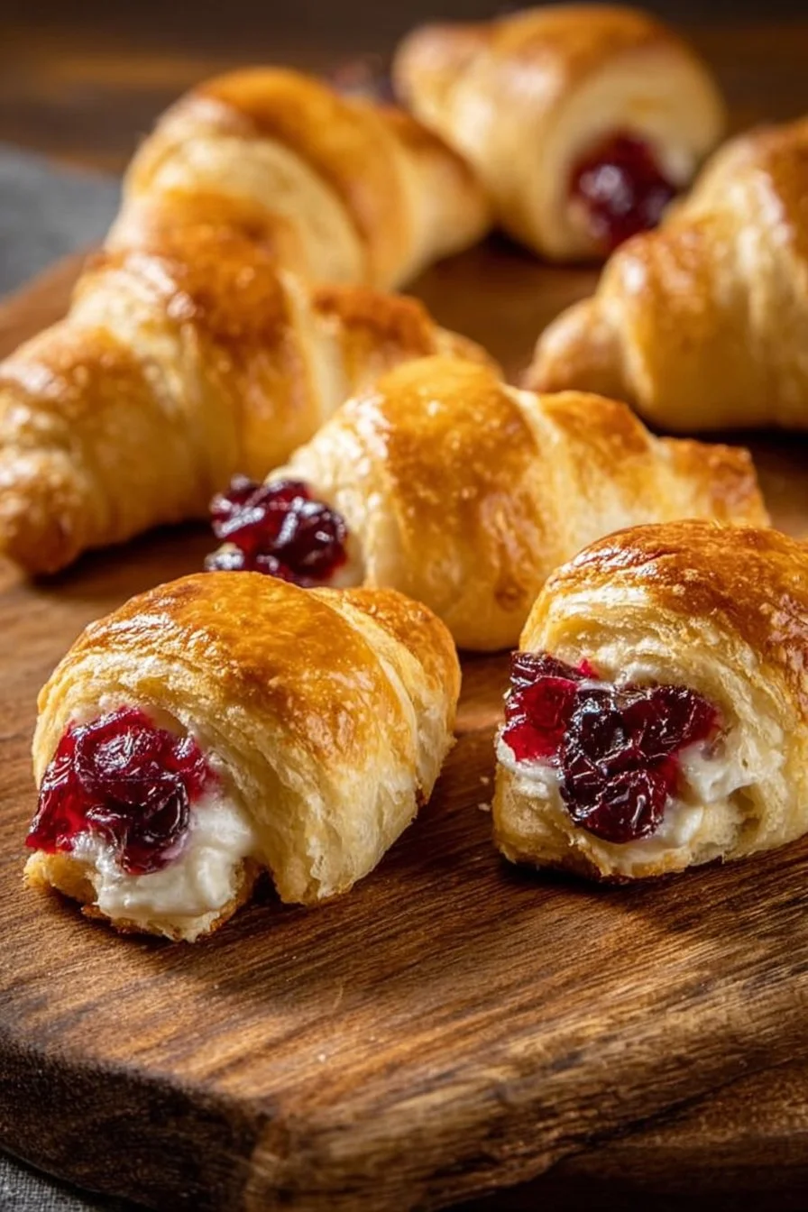 Delicious Cranberry Cream Cheese Crescent Bites on a serving platter.