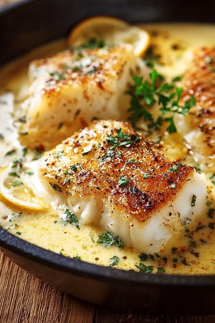 Baked Cod in Coconut Lemon Cream Sauce