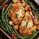 Healthy chicken parmesan served with roasted vegetables
