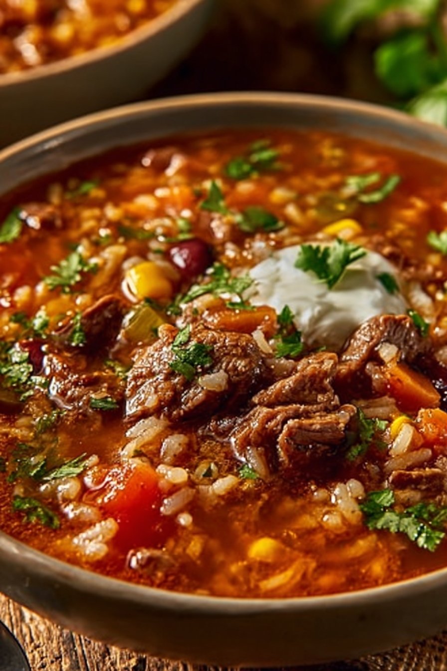 Mexican Beef and Rice Soup