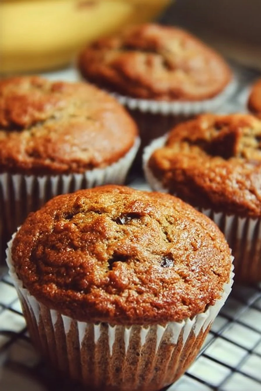 Moist banana bread muffins fresh out of the oven