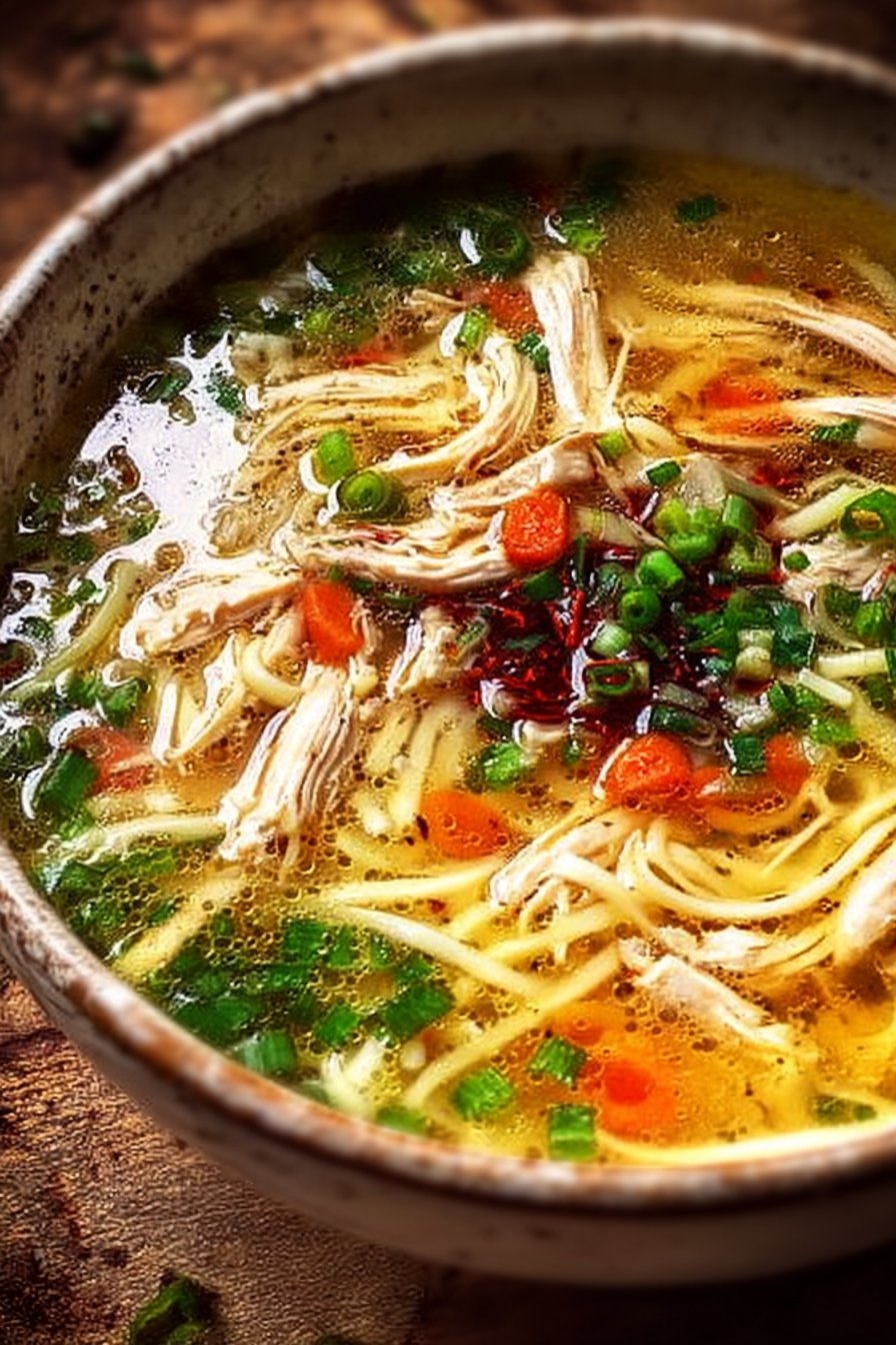 Classic Ginger Garlic Chicken Noodle Soup