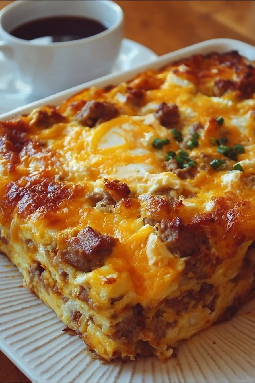 Delicious ultimate overnight breakfast casserole ready to serve