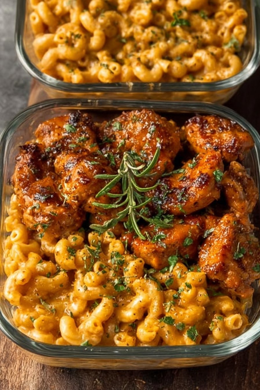 High-Protein Honey Garlic Butter Chicken with Mac & Cheese