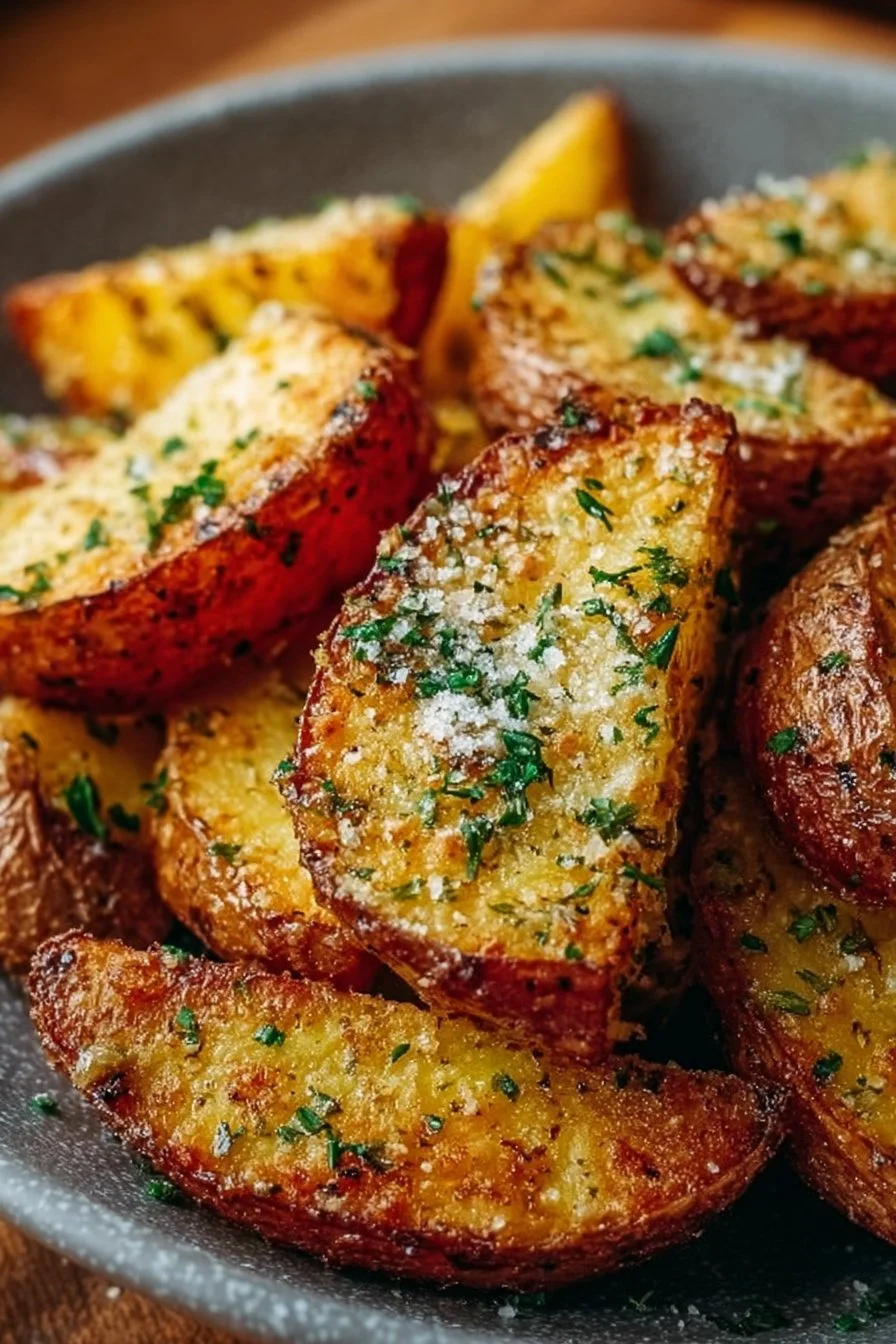 Air Fryer Baked Garlic Parmesan Potatoes