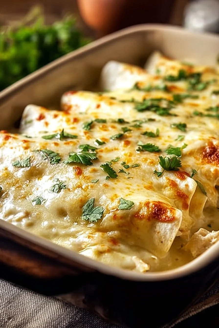 Creamy White Chicken Enchiladas