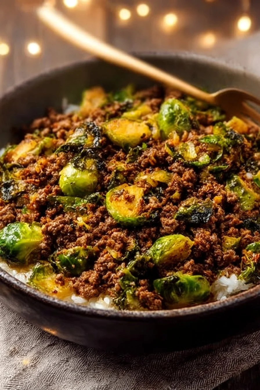 Ground Beef and Brussels Sprouts
